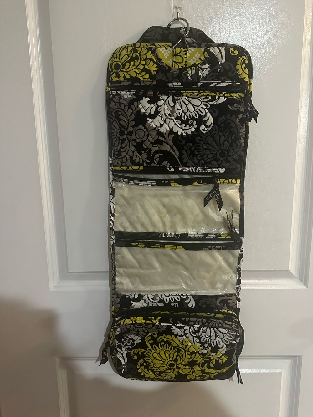 Vera Bradley Yellow Black White Floral Hanging Cosmetic Organizer